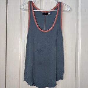 BDG Blue Ribbed Tank Top with Coral Trim - Women's Scoop Neck Medium